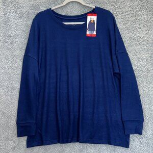 Felina Womens Blue Lightweight‎ Knit Top Long Sleeve Sweater Shirt Tunic Soft M